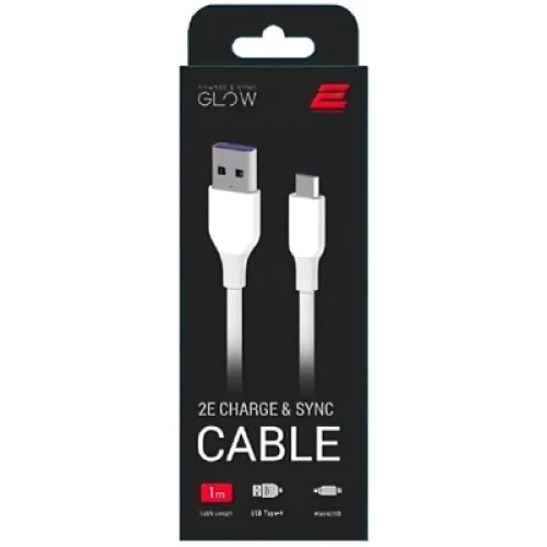 Дата кабель USB 2.0 AM to Micro 5P 1.0m Glow white 2E (2E-CCAM-WH_)