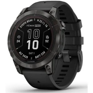 Смарт-годинник Garmin fenix 7 Pro Saph Solar, Crbn Gry DLC Ti w/Black Band, GPS (010-02777-11)
