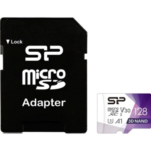 Карта пам'яті Silicon Power 128Gb microSDXC U3 A1 V30 Superior Color 100R/80W + adapter (SP128GBSTXDU3V20AB)