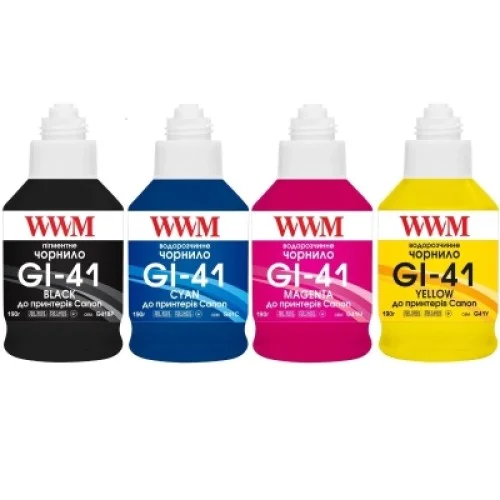 Чорнило WWM Canon GI-41 для G2420/3420 4х190г BP/C/M/Y SET, Pigm/Water (G41SET4) Чорнило WWM Canon GI-41 для G2420/3420 4х190г BP/C/M/Y SET, Pigm/Water (G41SET4)