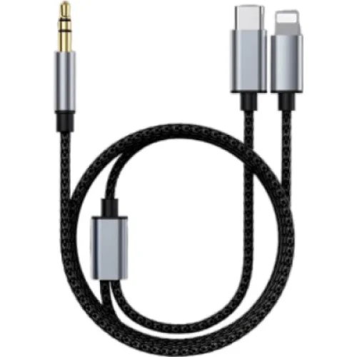 Кабель мультимедийный 3.5mm M to USB-C + Lightning 1.15m XoKo (XK-MH-232)
