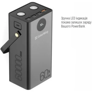 Батарея универсальная ColorWay 60 000 mAh Powerful PD/65W, QC/4.0, AFC, FCP, Black (CW-PB600LPA5BK-PDD)