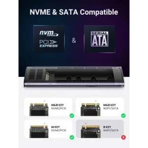 Карман внешний Ugreen SSD M.2 (NVME) M-KEY UGREEN 3.2 GEN2 CM400 gray (90264)