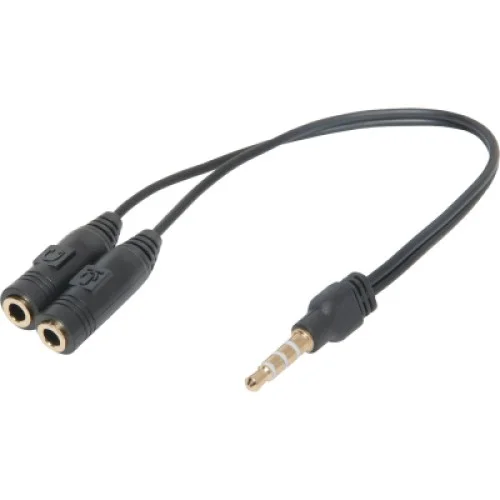 Переходник Jack 3.5mm M 4pin to 2 Jack 3.5mm F (Audio+MIC) Headset Jack Defender (63012)