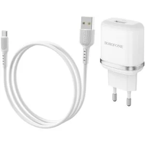 Зарядное устройство BOROFONE BA36A High speed single port QC3.0 charger set(Type-C) White (BA36ACW)