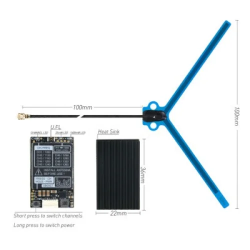 Видеопередатчик (VTX) RushFPV 1.3GHz 1.6W 9CH (HP0047.9984)