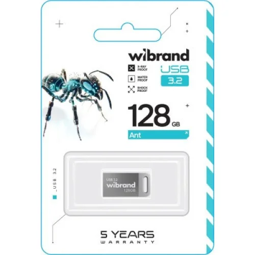 USB флеш накопичувач Wibrand 128GB Ant Silver USB 3.2 Gen 1 (USB 3.0) (WI3.2/AN128M4S)
