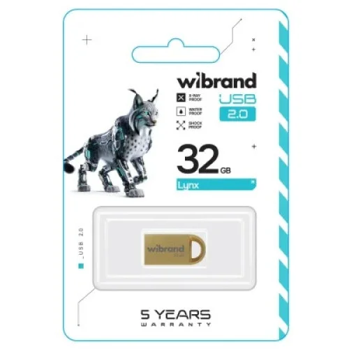 USB флеш накопитель Wibrand 32GB lynx Gold USB 2.0 (WI2.0/LY32M2G)