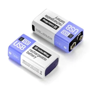 Аккумулятор Крона USB-С 390 mAh 9V (Li-Polymer) ColorWay (CW-UB9V-06)