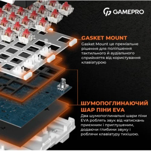 Клавіатура GamePro MK170W Hot-Swap Red Swich RGB USB UA White (MK170W)