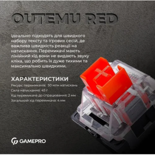 Клавіатура GamePro MK170W Hot-Swap Red Swich RGB USB UA White (MK170W)