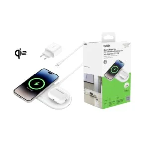 Зарядное устройство Belkin 2in1 15W Pad Qi2 white (WIZ021VFWH)