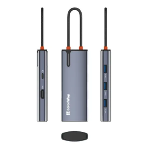 Порт-реплікатор ColorWay Docking Station USB-C 5-в-1 Type C PD 100W/USB3.0х3/HDMI 4К (CW-HUB01)