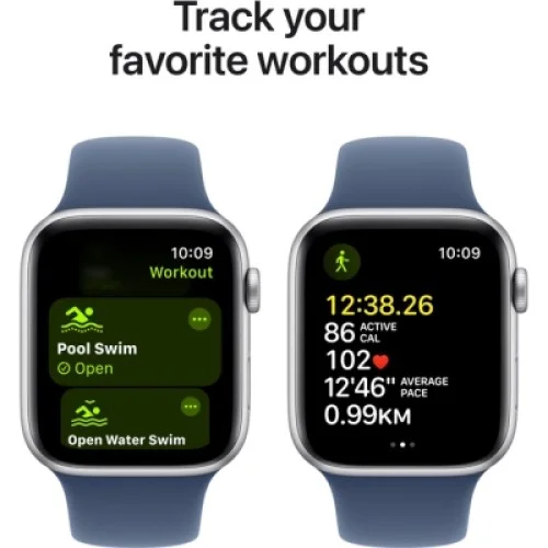 Смарт-годинник Apple Watch SE 2024 GPS 44mm Silver Aluminium Case with Denim Sport Band - M/L (MXER3QH/A)
