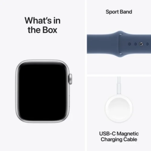 Смарт-годинник Apple Watch SE 2024 GPS 44mm Silver Aluminium Case with Denim Sport Band - M/L (MXER3QH/A)