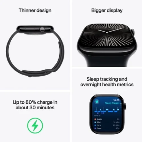 Смарт-годинник Apple Watch Series 10 GPS 46mm Silver Aluminium Case with Denim Sport Band - M/L (MWWM3QH/A)