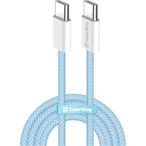 Дата кабель USB-C to USB-C 1.0m 60W 3.0А blue ColorWay (CW-CBPDCC061-BL)