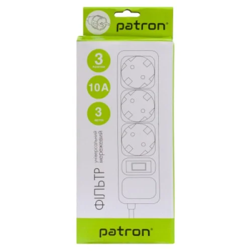 Мережевий фільтр живлення Patron EXT-PN-SP-1033, 3m Black (EXT-PN-SP-1033)