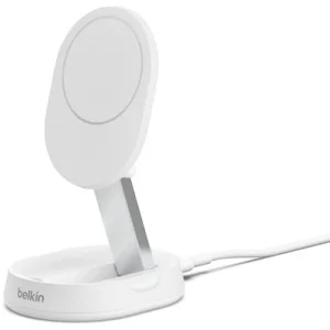 Зарядное устройство Belkin 15W Magnetic Stand Qi2 20W adapter USB-C white (WIA008VFWH)