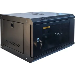 Шкаф настенный GEAR 6U 19'' 600x600x300 мм, + полка 19", black (GWMSN-6U-600-600)