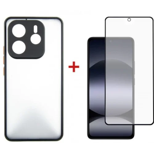 Чехол для мобильного телефона Dengos Kit Xiaomi Redmi Note 14 5G case Matte + glass (Black) (DG-KM-127)