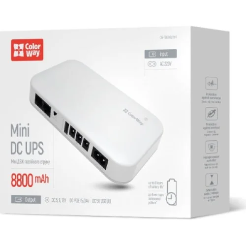 Пристрій безперебійного живлення ColorWay CW-PB088LI3WT 21W V2 (CW-PB088LI3WT)