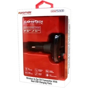 FM модулятор Promate SmarTune 3 BLUETOOTH/AUX/SD/USB 2XUSB 3.4 A BLACK (smartune-3.black)