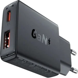Зарядний пристрій Acefast 2xUSB 30W (USB-C+USB-A) Gan A69 ultra-thin Fast Charger Black (6974316282709)