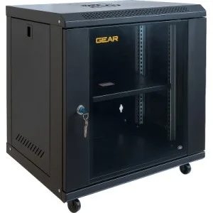 Шкаф настенный GEAR 12U 19" 600x450x650 мм, + полка 19", black (GWMSN-12U-600-450)