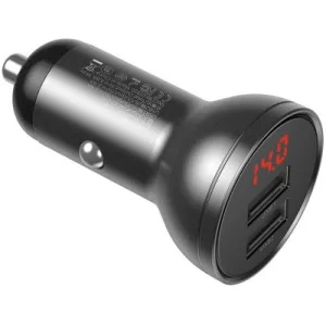 Зарядний пристрій Baseus Digital Display Dual USB 4.8A Car Charger 24W+Three Primary Colors 3-in-1 Cable 1.2m (TZCCBX-0G)