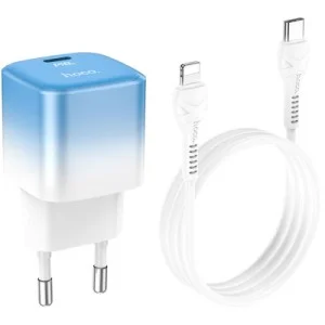 Зарядное устройство HOCO C101A USB-C PD20W + cable USB-C to Lightning Ice Blue (6931474769381)