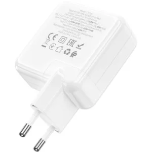 Зарядний пристрій HOCO C115A Header 2xUSB-C PD65W + 1xUSB QC3.0 GaN White (6931474798312)