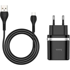Зарядний пристрій HOCO C12Q Smart USB QC3.0 + cable Micro 18W Black (6931474716279)