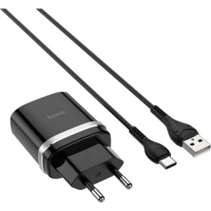Зарядний пристрій HOCO C12Q Smart USB QC3.0 + cable USB to USB-C 18W Black (6931474716293)