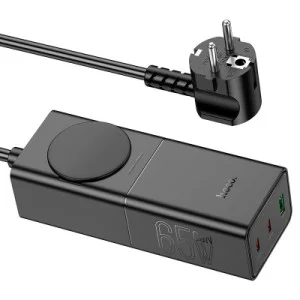 Зарядное устройство HOCO NS4 Sharp desktop socket 2xUSB-C + USB-A PD65W Black (6942007617352)