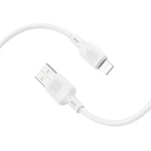 Дата кабель USB 2.0 AM to Lightning 1.0m Lenny silicone BX113 white BOROFONE (6941991115400)