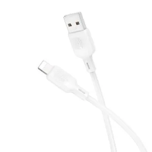 Дата кабель USB 2.0 AM to Lightning 1.0m Lenny silicone BX113 white BOROFONE (6941991115400)
