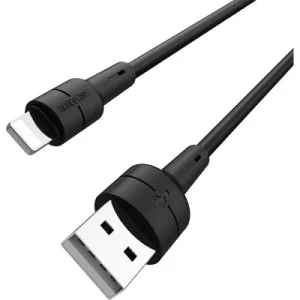 Дата кабель USB 2.0 AM to Lightning 1.0m 2.4A silicone BX30 black BOROFONE (6931474706867)