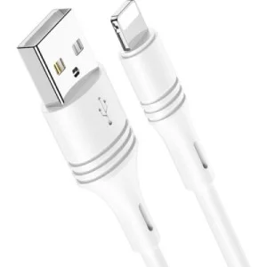 Дата кабель USB 2.0 AM to Lightning 1.0m 2.4A PVC BX43 white BOROFONE (6931474735584)