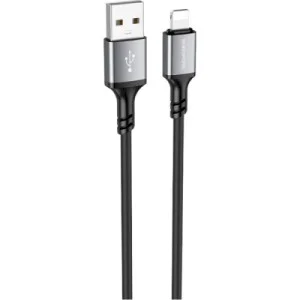 Дата кабель USB 2.0 AM to Lightning 1.0m Famous silicone BX83 black BOROFONE (6974443386356)
