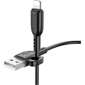 Дата кабель USB 2.0 AM to Lightning 1.0m 2.4A PVC BX91 black BOROFONE (6974443389883)
