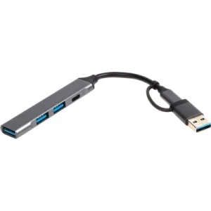 Концентратор Dynamode USB Type-C + USB-A to 1хUSB-C 3.0 1хUSB-A 3.0 2xUSB-A 2.0 dark grey (DM-UH-314AC)