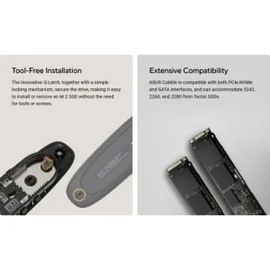 Карман внешний ASUS SSD PCIe NVMe M.2 2230/2242/2260/2280 USB Type-C 3.2 Gen 2x1 black (90DD02R0-M09000)
