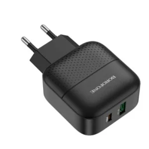 Зарядное устройство BOROFONE BA46A Premium 1xUSB-C PD + 1xUSB QC3.0 18W Black (6931474727336)