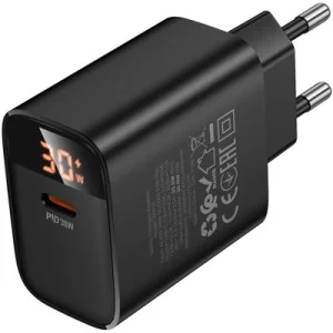 Зарядний пристрій BOROFONE BA97A Ilustre USB-C PD30W digital display Black (6941991120480)