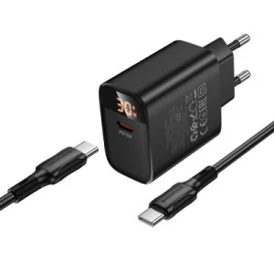 Зарядний пристрій BOROFONE BA97A Ilustre USB-C PD30W digital display + cable USB-C to USB-C Black (6941991120503)