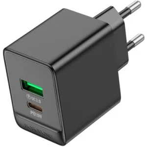 Зарядний пристрій BOROFONE BAS14A Erudite 1xUSB-C PD20W + 1xUSB QC3.0 Black (6941991104947)