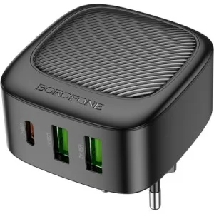 Зарядний пристрій BOROFONE BAS23A Lucky 1xUSB-C + 2xUSB PD30W Black (6941991109386)