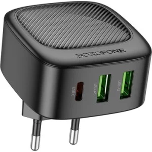 Зарядний пристрій BOROFONE BAS23A Lucky 1xUSB-C + 2xUSB PD30W Black (6941991109386)