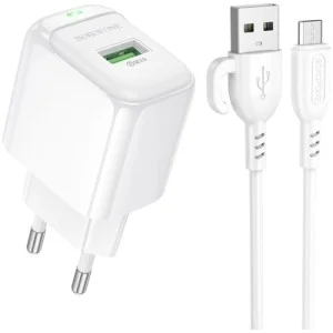 Зарядний пристрій BOROFONE BAS42A Potential USB QC3.0 + cable USB to Micro 5P White (6941991113796)